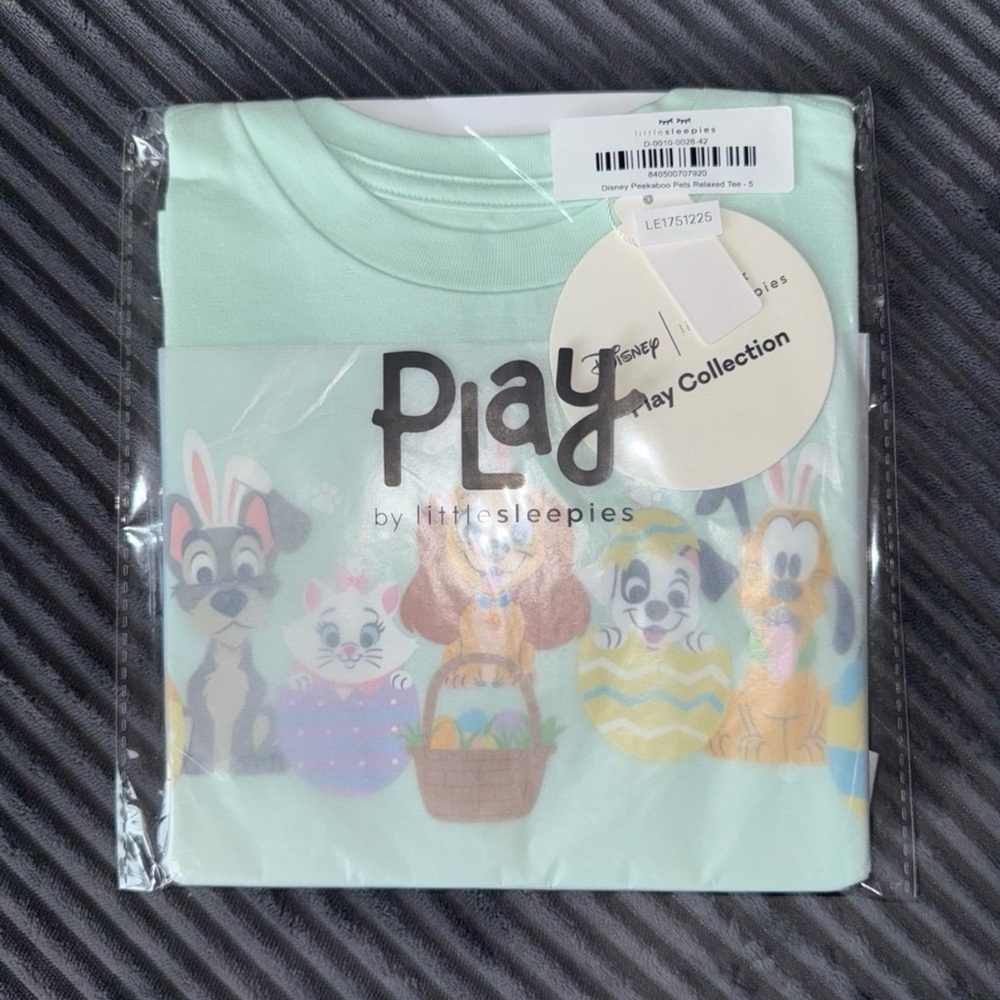 Little Sleepies size 5 Disney Peekaboo Pets Bamboo Relaxed Tee Shirt, Easter 5T
